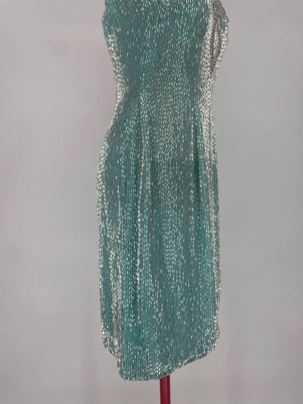 Temptations Sherri Hill Aqua Blue Heavily Beaded Mini Cocktail / Pageant Dress - Picture 7 of 17